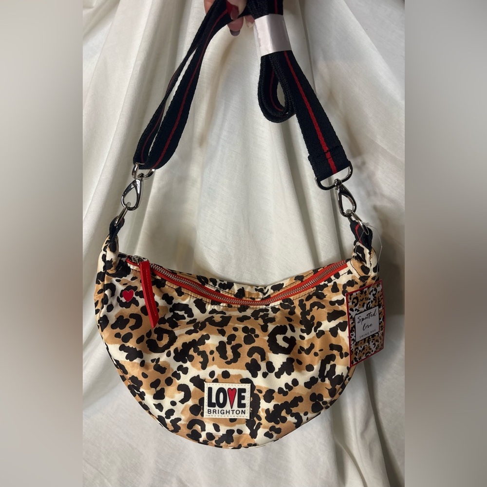Brighton Spotted Love Swing Bag Leopard Print /W/ Red Accents & Silver Hdwr NEW - Picture 5 of 13